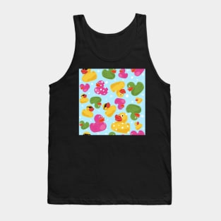 Colourful Rubber Ducks and Soap Bubbles Repeat Pattern Tank Top